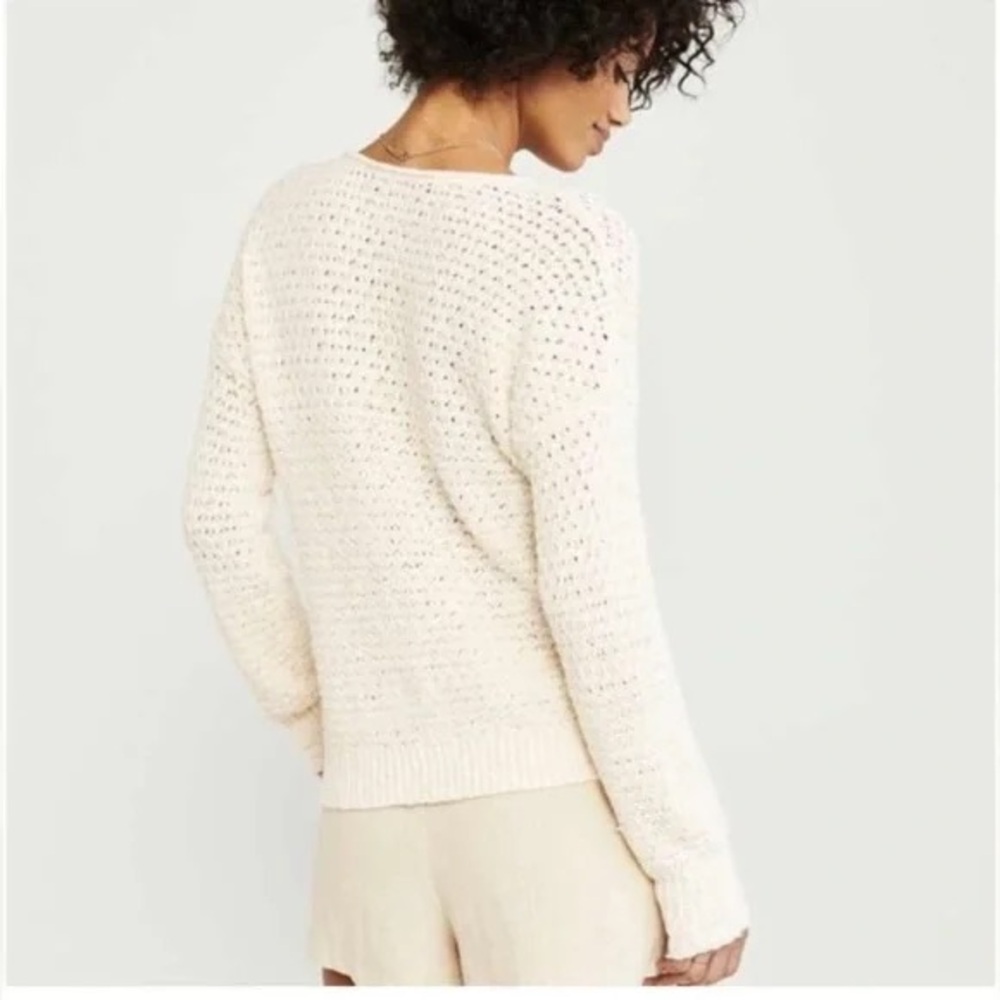 Abercrombie & Fitch Open Weave Scoop Neck Sweater Cream Ivory Size M